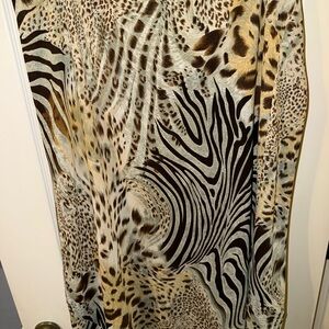 Leslie Fay Black and Tan Animal Print Maxi Skirt